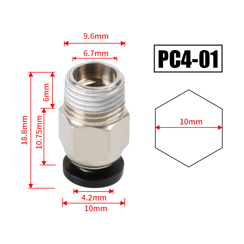 10pcs/lot PC4-M10 Pneumatic Co - Ptfe Tape Thread reseña y precio