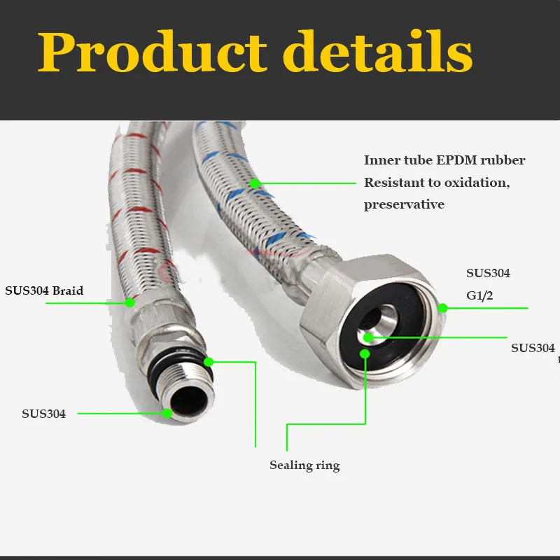 2 Pack 60cm Stainless Steel Ho - Flexible Hose Braided reseña y precio